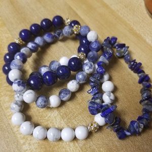 Lapis, sodalite handmade 4 piece bracelet set